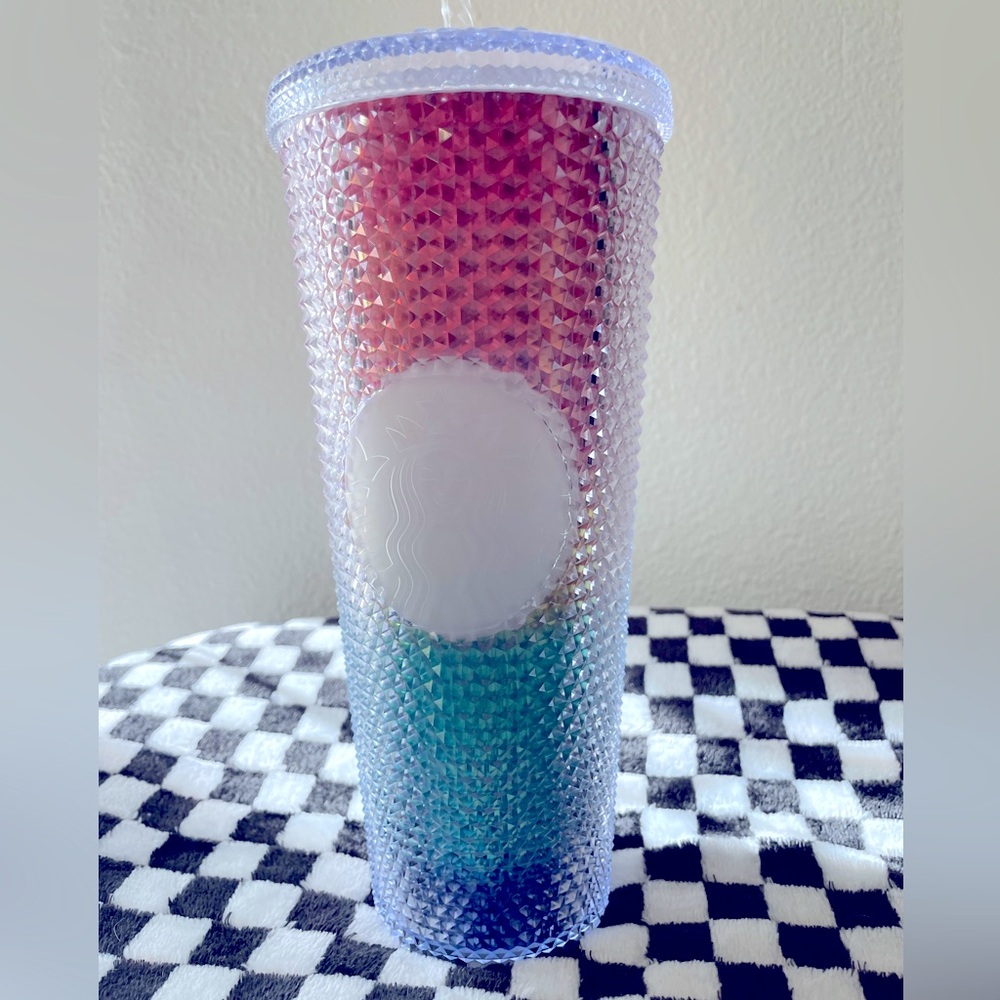 Rainbow pride studded Starbucks tumbler